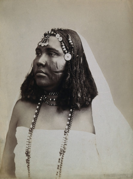 A North African woman with scarification on her cheeks, c1900. Creator: Gabriel Lekegian.
