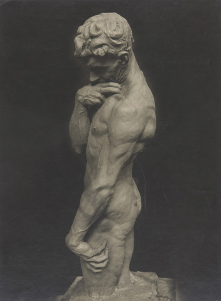 Male nude covering his chin with his right hand, 1920.  Creator: Unknown.