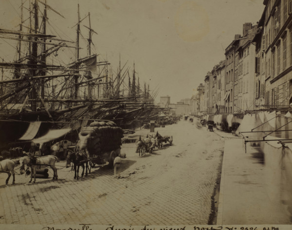 Street along the waterfront, Marseille Old Port, between 1870-1890. Creator: Unknown.