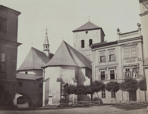 Three buildings erected very close to each other, Rothenburg Ob Der Tauber [?], 1890-1900.  Creator: Unknown.