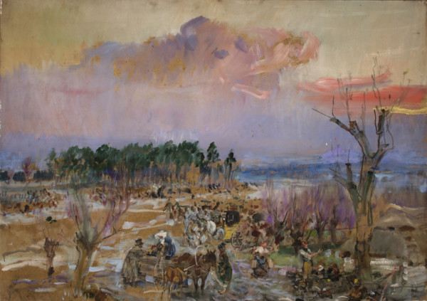 Sketch for the Panorama of Grochow, c1940. Creator: Wojciech Kossak.