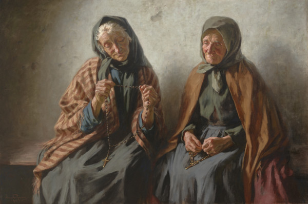 Women Praying in the Porch, 1902. Creator: Mieczyslaw Reyzner.