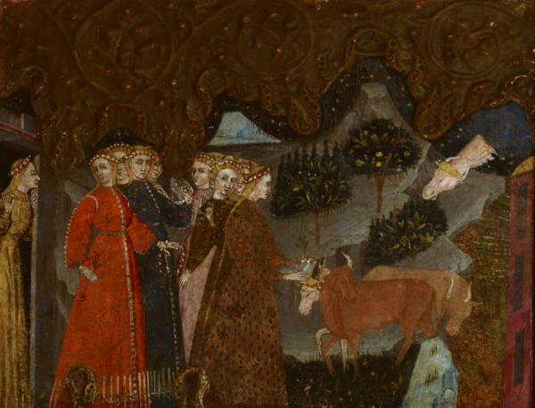 Mythological Scene (Abduction of Europe?)-Fragment of a Cassone, end of 14th century. Creator: Master of Charles of Durazzo.