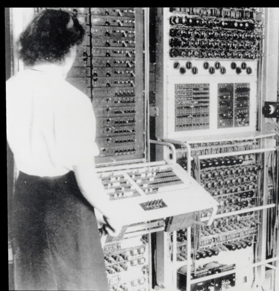 Colossus codebreaking computer in operation, World War II, 1943.  Creator: Unknown.