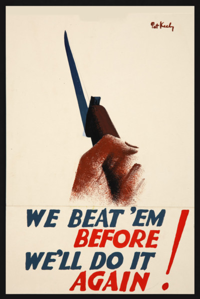 'We beat 'em before. We'll do it again!', World War II poster, between 1939 and 1946. Creators: Central Office of Information, Patrick Keely.