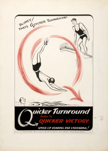 'Quicker turnround helps to quicker victory. Speed up,,,', WWII poster, between 1939 and 1946. Creators: Central Office of Information, Unknown.