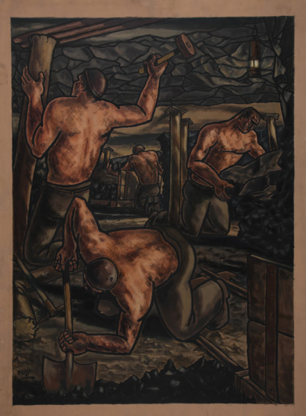 Industrial Coal mine scene, between 1939 and 1946. Creators: Central Office of Information, George Bissill.