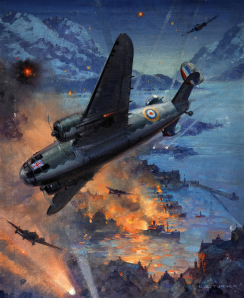 Hudson bombers on a coastal raid, between 1939 and 1946. Creator: Charles E Turner.