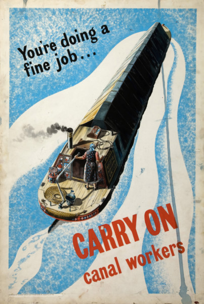 'You're doing a fine job...carry on, canal workers', World War II poster, between 1939 and 1946. Creators: Central Office of Information, Unknown.
