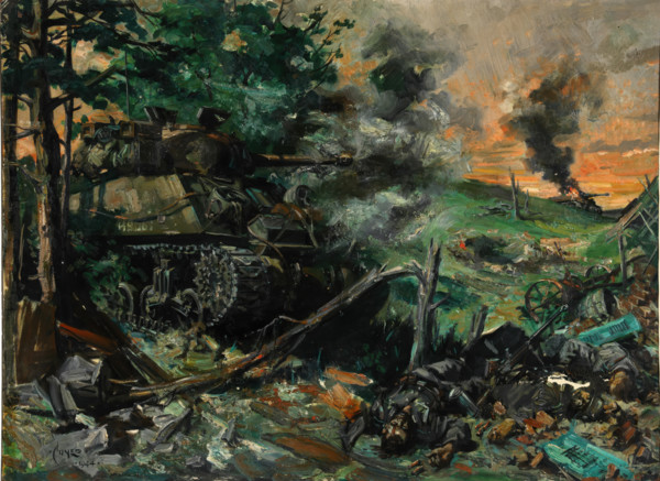 Tank battle, 1939-1946. Creators: Central Office of Information, Terence Tenison Cuneo.
