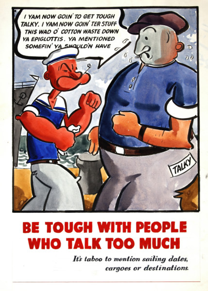 'Be tough with people who talk too much. It's taboo to..., WWII poster, between 1939 and 1946. Creators: Central Office of Information, Unknown.