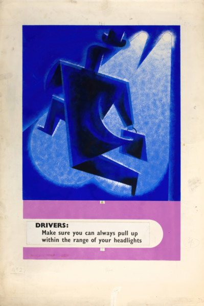 'Drivers - make sure you can always pull up within...', WWII road safety poster, between 1939-1946. Creators: Central Office of Information, Tom Gentleman.