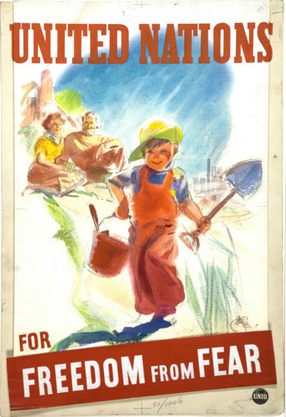 Unity of Strength: 'United Nations for freedom from fear', World War II poster, June 1941. Creators: Central Office of Information, Unknown.