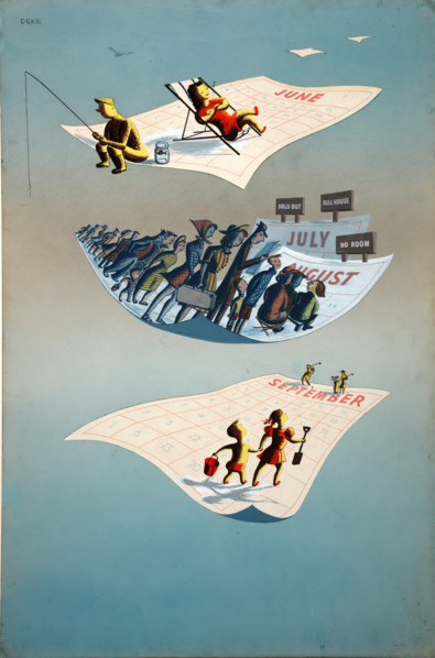 'Staggered holidays', World War II poster, c1945. Creators: Central Office of Information, Dorrit Dekk.