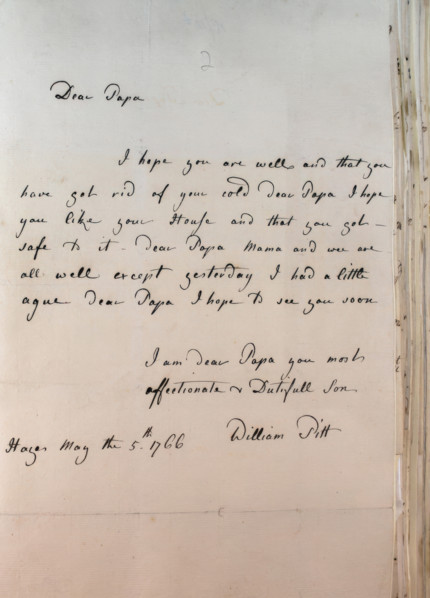 Letter from William Pitt,  between 1766 and 1770. Creator: William Pitt the Younger.