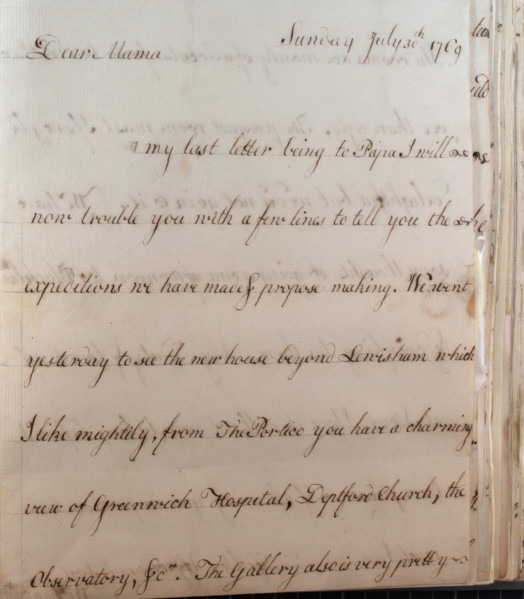 Letter from William Pitt,  between 1766 and 1770. Creator: William Pitt the Younger.