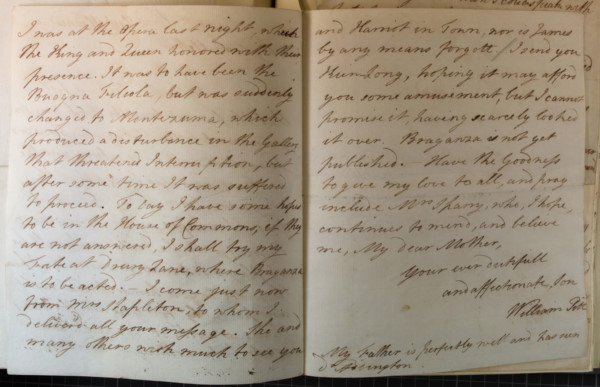 Letter from William Pitt, 1770s. Creator: William Pitt the Younger.