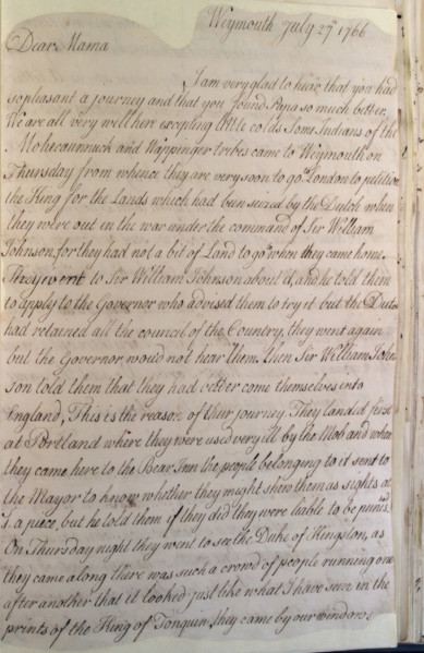 Letter from Hester Pitt, 1766. Creator: Hester Stanhope.