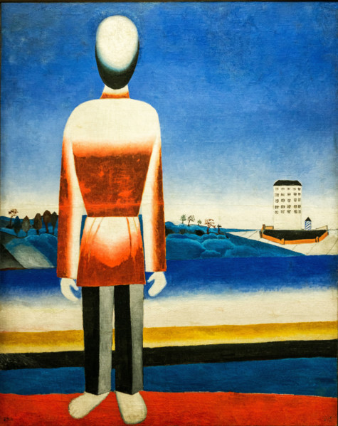 Man in a suprematist landscape, c1930-1931. Creator: Malevich, Kasimir Severinovich (1878-1935).