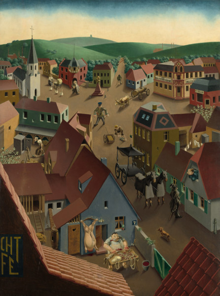 Small Town by Day (Badische Kleinstadt bei Tage), 1922-1923. Creator: Scholz, Georg (1890-1945).