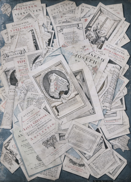 Trompe l'oeil. Prints and book tear-outs  , 1740. Creator: Wit, Nicolaas de (active ca 1740).