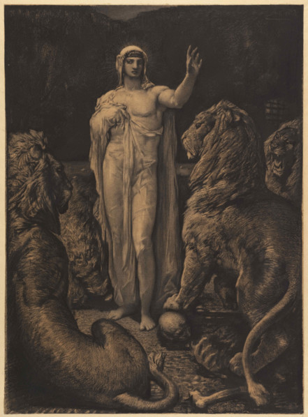 The Lions. Illustration for The Legend of the Ages (La Légende des siècles) by Victor Hugo, c1860-65 Creator: Chifflart, François (1825-1901).