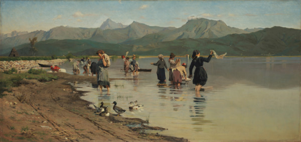 Lavandaie a Torre del lago (Washerwomen at Torre del Lago), 1880. Creator: Cecconi, Eugenio (1842-1903).