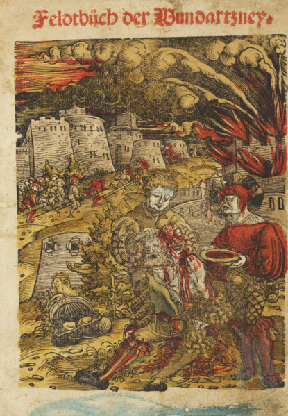 Title page of "Feldtbuch von der Wundartzney" by Hans von Gersdorff, 1526. Creator: Anonymous.
