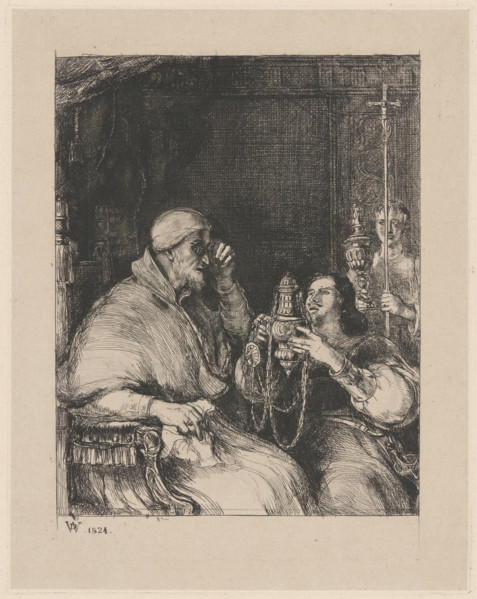 Benvenuto Cellini and Pope Paul III, 1824. Creator: Wilkie, Sir David (1785-1841).