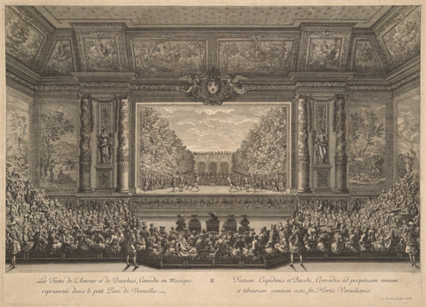 Les festes de l'Amour et de Bacchus, Comedie en musique representée dans le petit Parc de..., 1678. Creator: Le Pautre, Jean (1618-1682).