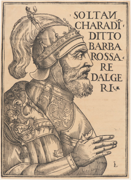 Portrait of Hayreddin Barbarossa (1478-1546), 1535. Creator: Giunta (Giunti), Luca Antonio (Lucantonio) de (1457-1538).