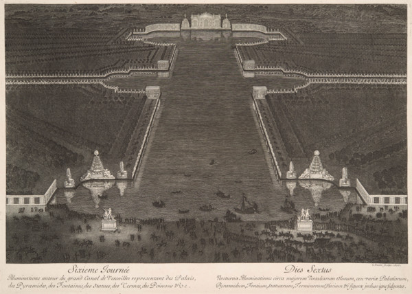 Sixième journée (31 août 1674), l'illumination des jardins et du Grand Canal, 1676. Creator: Le Pautre, Jean (1618-1682).