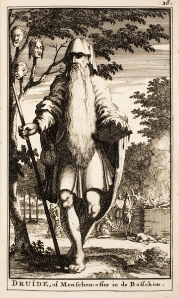 Druids Human Sacrifice. From Antiquitates Germanicæ by Cornelius Tacitus, 1712-1714. Creator: Anonymous.