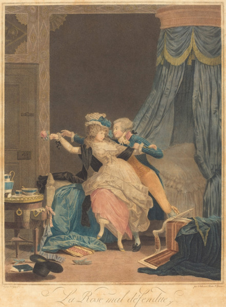 La Rose mal defendue (The Poorly Defended Rose), 1791. Creator: Debucourt, Philibert-Louis (1755-1832).