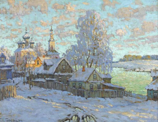 Village in the Winter Sun, 1919. Creator: Gorbatov, Konstantin Ivanovich (1876-1945).