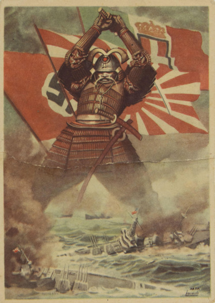 The Tripartite Pact (Germany, Italy, Japan). Propaganda Postcard, c1941. Creator: Boccasile, Gino (1901-1952).