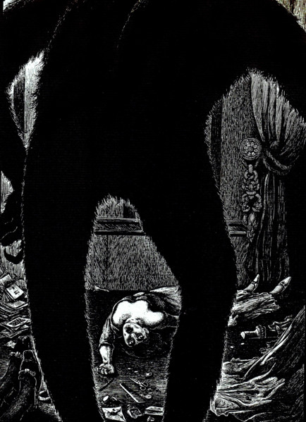 Illustration for the story "The Murders in the Rue Morgue" by Edgar Allan Poe, 1905. Creator: Martini, Alberto (1876-1954).