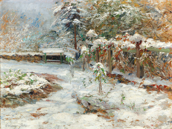 October snow, motiv from the garden of castle Hartenstein, 1926. Creator: Wisinger-Florian, Olga (1844-1926).