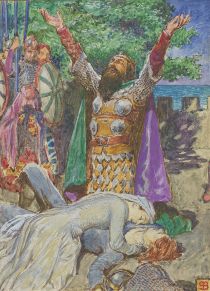 Tristan und Isolde: "Dead! They're all gone! All are dead!", 1908. Creator: Shaw, John Byam Liston (1873-1919).