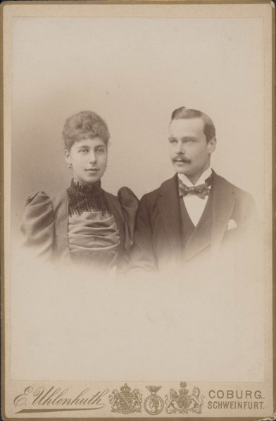 Princess Victoria Melita of Saxe-Coburg and Ernest Louis, Grand Duke of Hesse, c1890-1895. Creator: Photo studio E. Uhlenhuth, Coburg  .