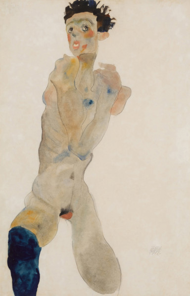 Standing Male with Crossed Arms (Self-portrait), 1912. Creator: Schiele, Egon (1890-1918).