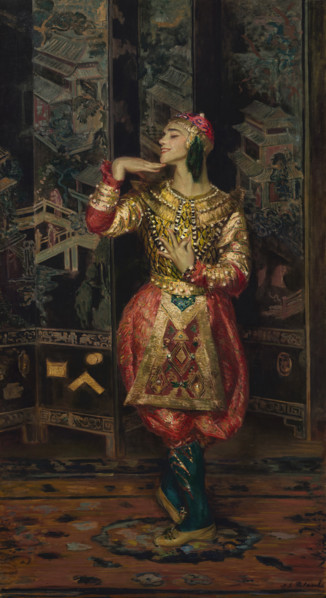 Vaslav Nijinsky dances "Danse Siamoise" in the ballet Les Orientales, c1911. Creator: Blanche, Jacques-Émile (1861-1942).