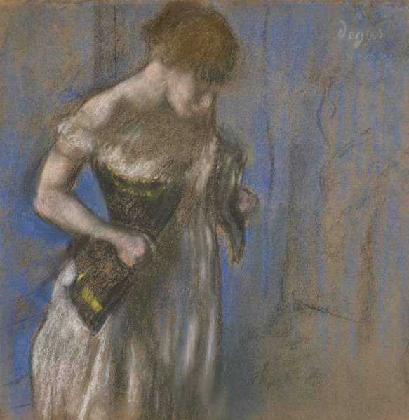 Woman Clasping Her Corset, ca. 1883. Creator: Degas, Edgar (1834-1917).