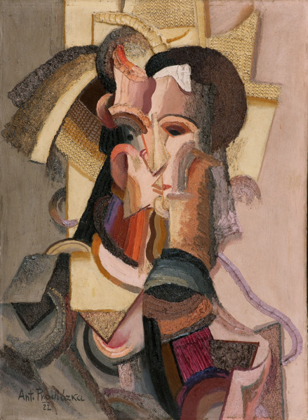Lady with Straw Hat, 1922. Creator: Procházka, Antonin (1882-1945).
