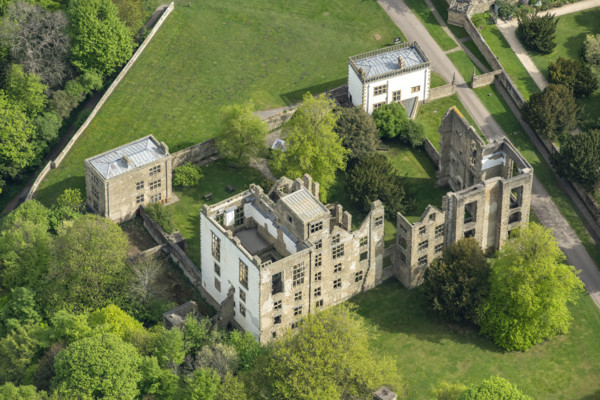 Hardwick Old Hall, a ruined early 16th century Great Hall, Derbyshire, 2025. Creator: Robyn Andrews.