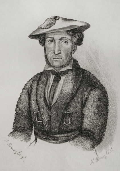 Portrait of Martin Zurbano (1788-1845), Spanish guerrilla fighter, 1845.  Creator: Jose Gomez.