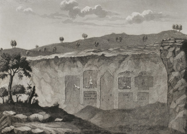 Temple of Diana that Morales recognized in the Almudejo hill, Guadalajara province, Spain, 1852.  Creator: Antonio Roca Sallent.