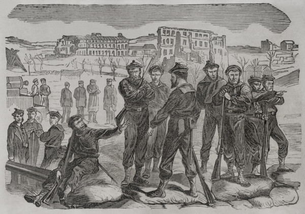 Franco-Prussian War (1870-1871): Sailors refusing to leave the fort of Montrouge, Paris, 1871.  Creator: Unknown.