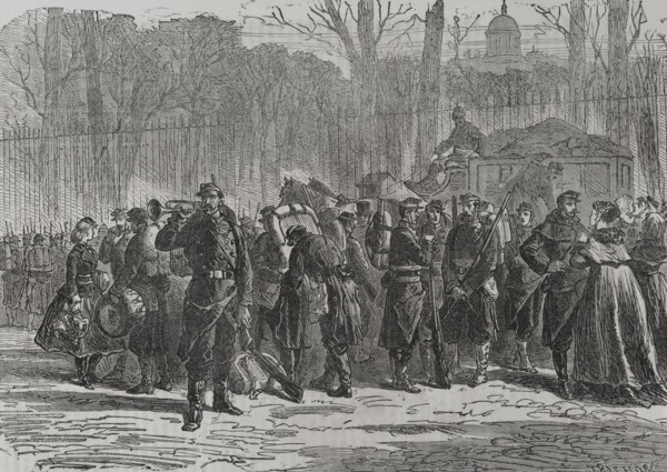 Franco-German War (1870-1871): Departure of the 10th regiment of the National Guard...France, 1871. Creator: Auguste Trichon.