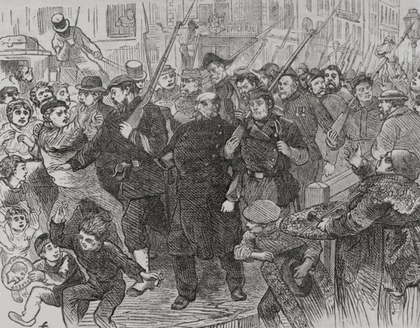 Franco-German War (1870-1871): Arrest of Napoleon III spies in Paris, 1871.  Creator: Unknown.
